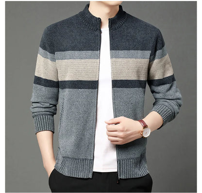 Premium Thick Chenille Fabric Warm New Brand Casual Fashion Stand Collar Men Jacket Streetwear Zipper Autumn Winter Coats