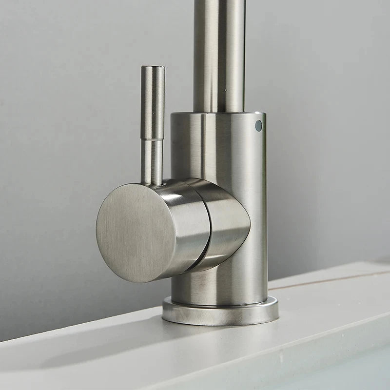 Black Nickel Bathroom Basin Faucet 304 Stainless Steel Hot Cold Wash Mixer Crane Tap 360 Rotation Sink Faucets Single Handle
