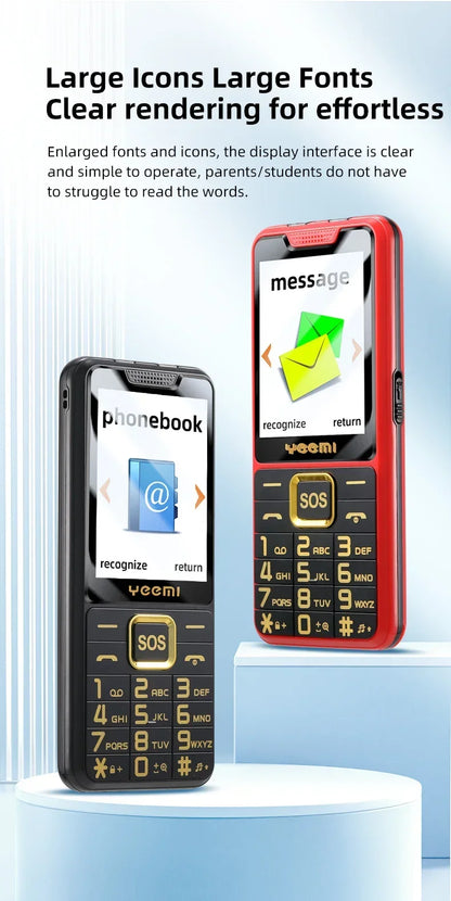 YEEMI K3 4G Feature Keypad Phone 2.6 Inch Dual SlM Big Button Loud Volume for Elderly 2500mAh FM Radio Hebrew Keyboard SOS Video