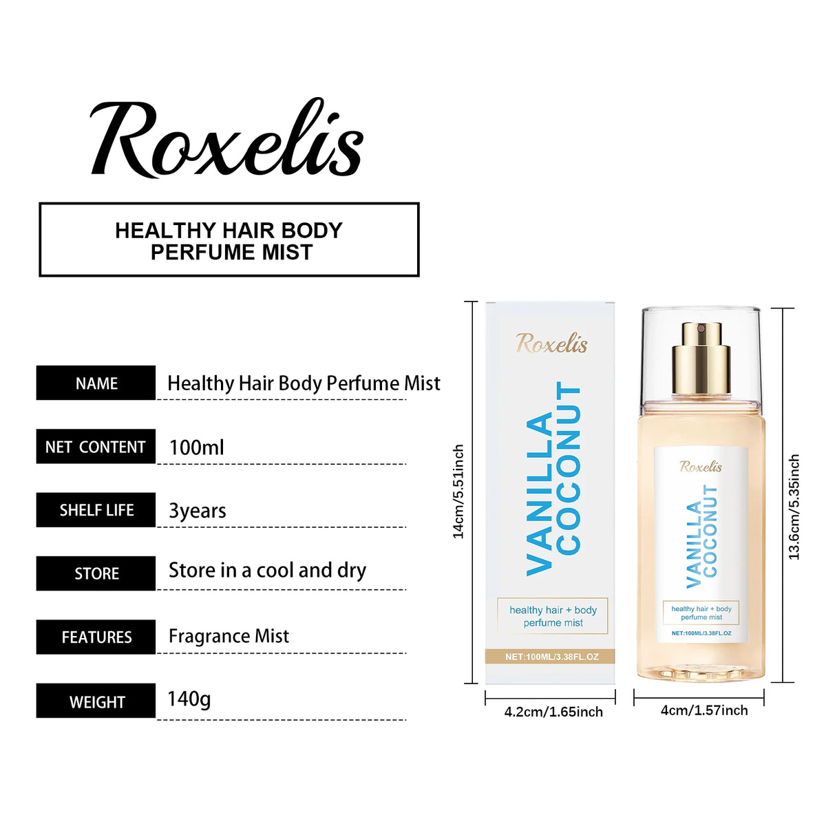 Vanilla Coconut Lady Body Cologne Natural Lasting Luxury Refreshing Light Fragrance Exudes Unique Charm Romantic Elegant Scents