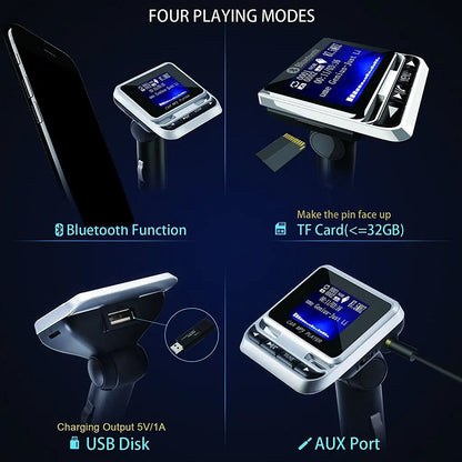 FM12B 1.44 Inch LCD Bluetooth Car MP3 Player Handsfree Wireless FM Transmitter Radio Adapter USB Car Charger Remote Control