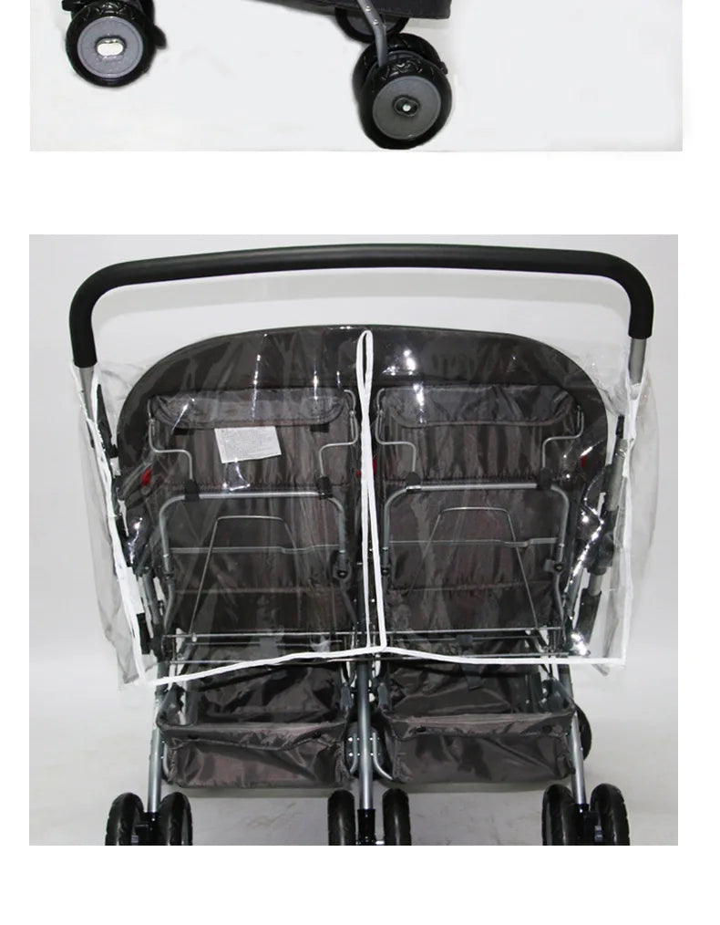 Universal Type Breathable Baby Pushchs Rain Cover For Twins Transparent Environmentally PVC Stroller Raincoat Wind Dust Shield