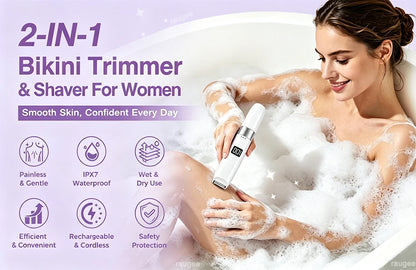 Trimmer for Women 2 in 1 Double Head Epilator Portable Electric Razors Bikini Shaver for Body Leg Underarm Hair Remover Trimmer