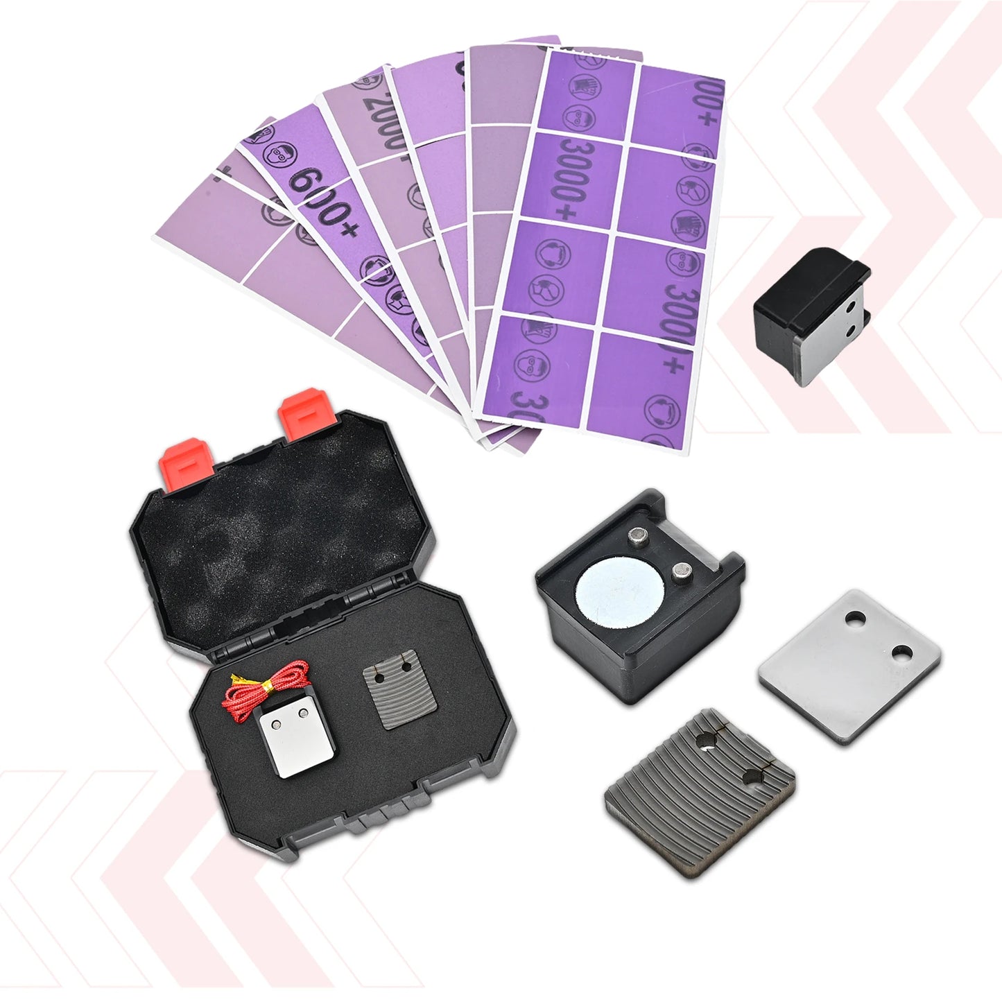 Automotive Scraper Blade Set with 1 Scraper 1 Scraper Handle 1 File 6 Square Dot Sandpaper Pieces for Car Removing Stains Joints