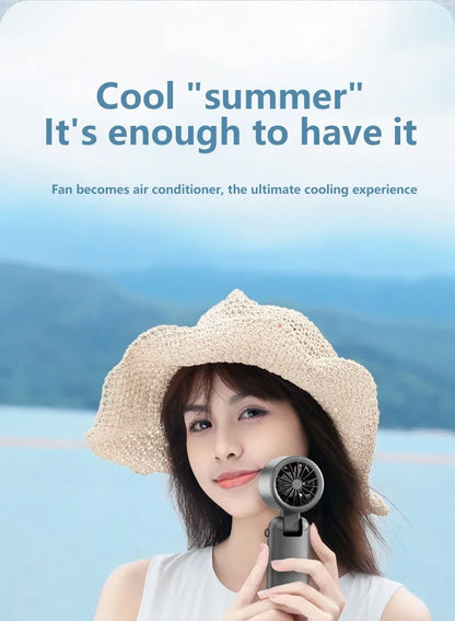 New Ice Cooling Handheld Fan 100 Speeds Turbo Portable USB Desk Fan Foldable/Hangable for Outdoor Fast Chill Ice Compress