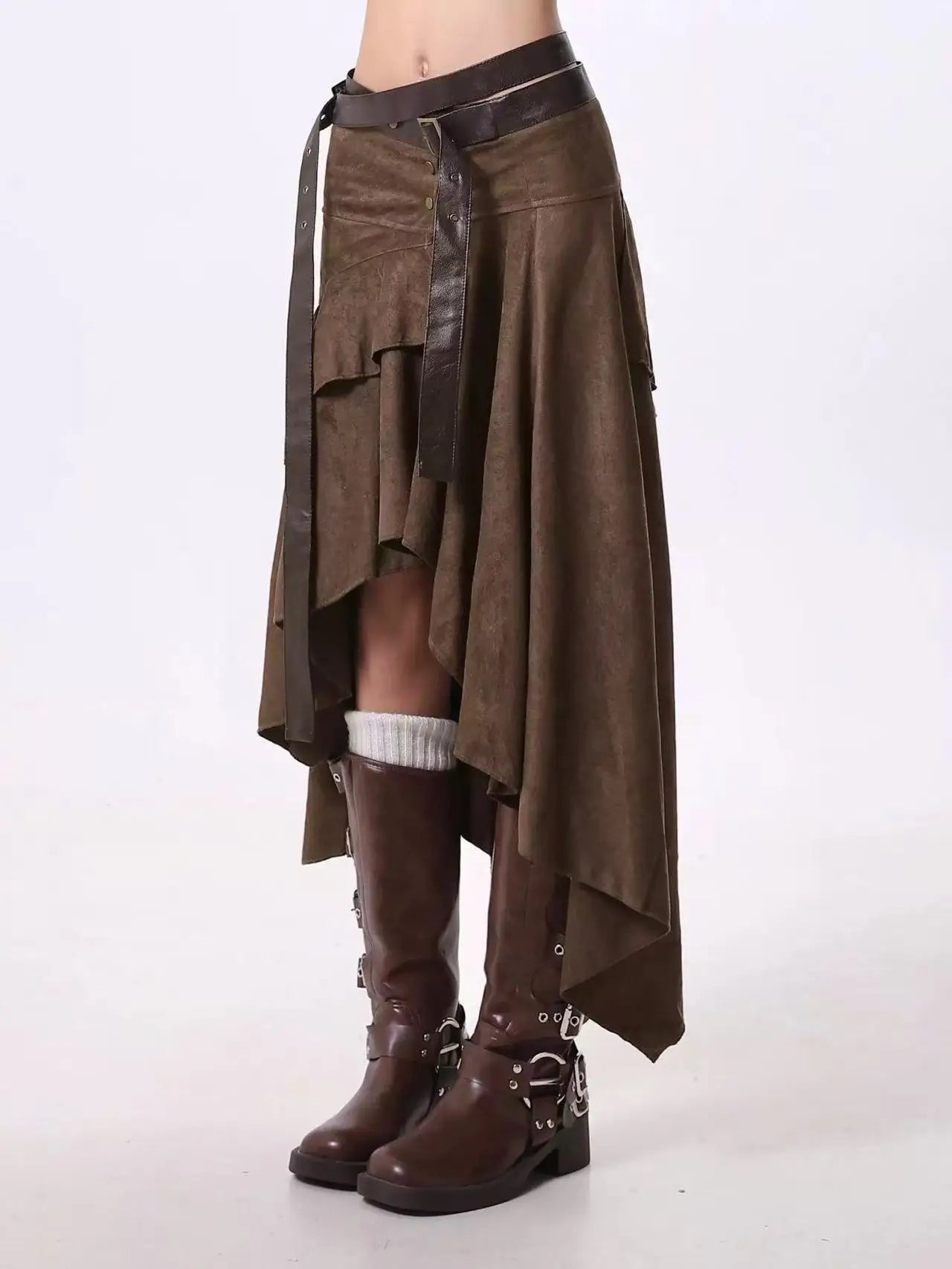 New In Autumn 2025 Trend Streetwear Y2K Skirts For Women's A Line Irregular Patchwork Long Skirts Faldas Woman Clothing