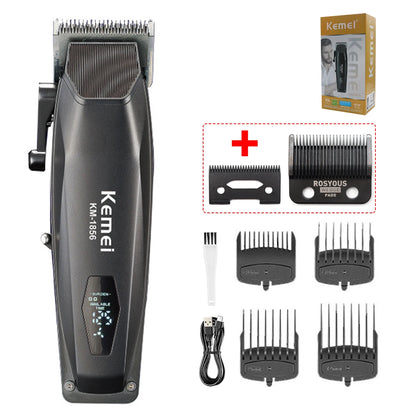 Kemei KM-1856 Professional Hair Clipper LED Display Cordless USB Interface Professional Men's Haircut Machine Hair Cutting
