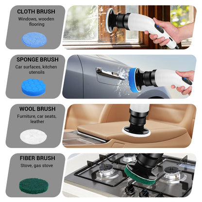 Cordless Electric Cleaning Brush - 7-in-1 Multi-Surface Scrubber with 2-Speed Adjustment, Detachable Extension Handle