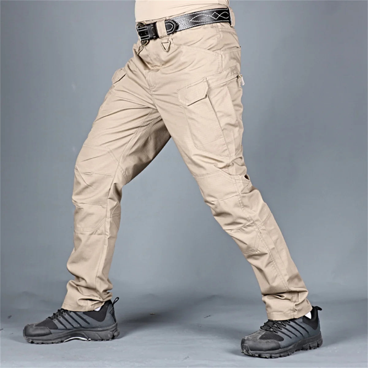 Black Cargo Plus Size Men's Elastic Tactical Pants Camping Hiking Fishing Trekking Climbing Outdoor Trousers Quick Dry Sports