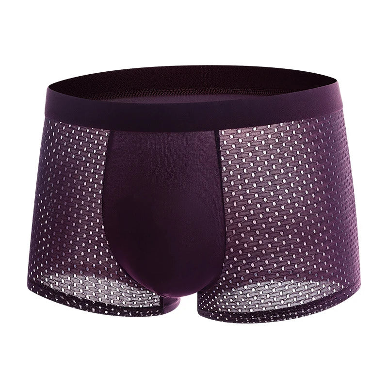 4pcs Men's Underwear Ice Silk Mesh Men Boxershorts Plus Size Panties Solid Sexy Men Boxer Summer Breathable Intimate Underpants