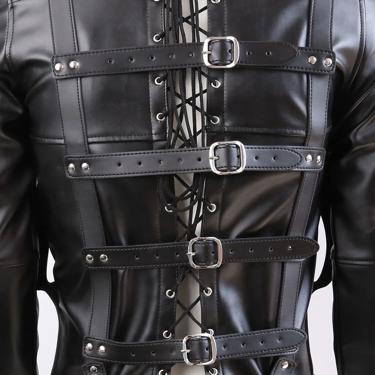 BDSM Leather Lingerie Straitjacket with Crotch Strap BDSM Bondage Body Harness Adult Game Straight Jacket Sex Toys for Women