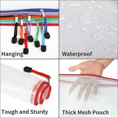 Zipper Documents Bag A4/A5 Plastic Folders A3 Transparent Waterproo File Organize Storage Bag School Office Stationery Supplies