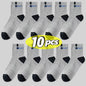 Cotton Sock for Men Sport Breathable Soft Letter Fashion Sneakers High Elastic Middle Tube Stocking Towel Sox Summer Running