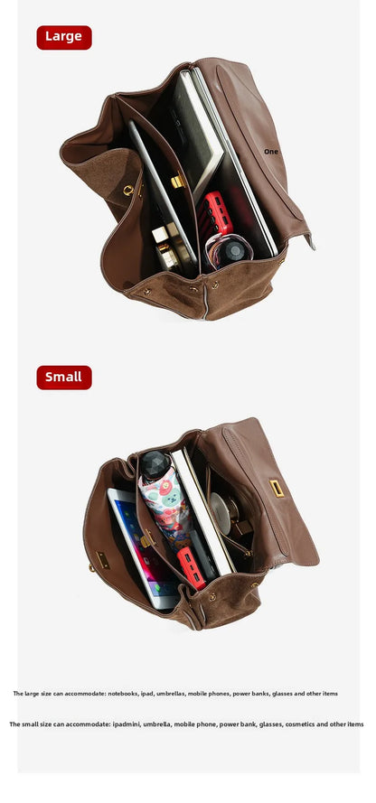 Large Capacity Autumn Winter Suede Leather Tote Bag Frosted Cowhide High-Grade Shoulder Bag for Women