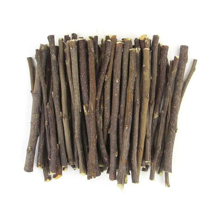 100% Natural Apple Branch Rabbit Chew Sticks Small Pet Chinchillas Netherlands Pig Hamster Bite Molars Clean Teeth Wooden Toys