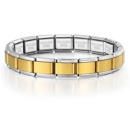 GEMOSA 9mm Width Italian Charm Bracelet Fashion Stainless Steel Bangle Elastic Link Chain High Quality Factory DIY
