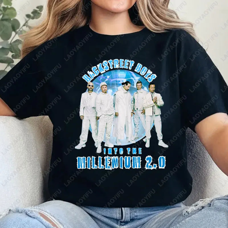 Backstreet Boys Millennium Tour Music Vintage Tshirt Men Women Hipster Popular Tops Summer Fashion Streetwear Unisex Tees Gift