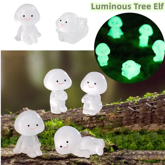6PC Luminous Wood Elf Fairy Garden Decoration Mini Figurines 6 Types Little People Micro Landscape Accessories Home Decor