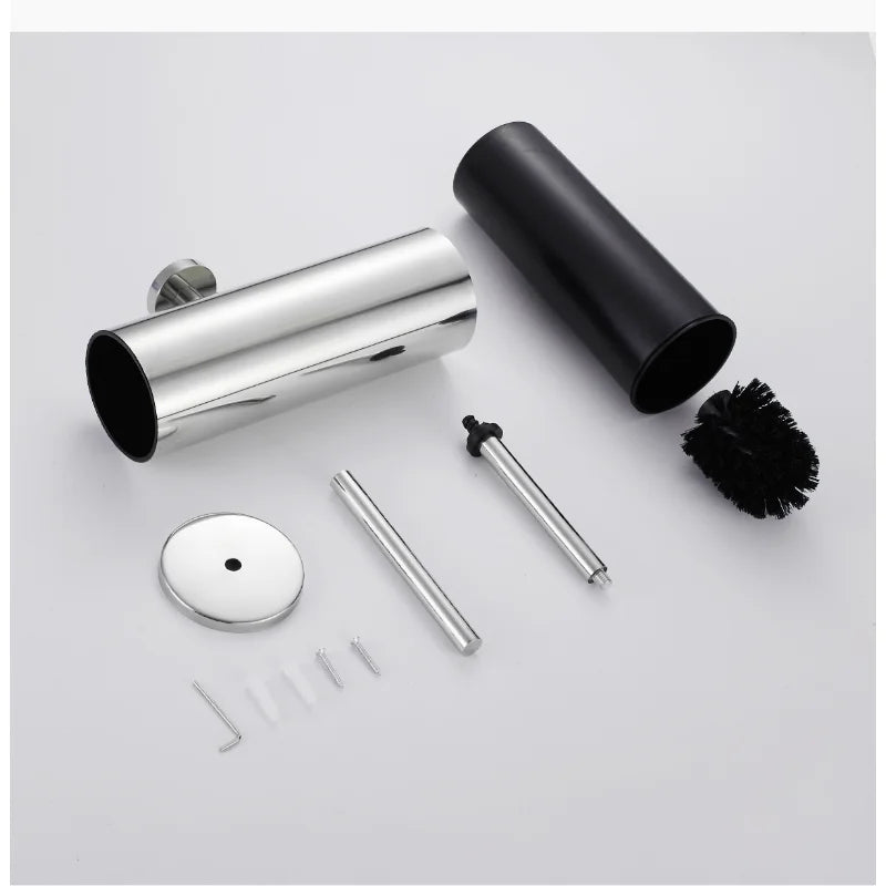 304 Stainless Steel Wall Mounted Bathroom Scrubber, Odor Proof Hanging Toilet Bowl Cleaning Brush with Holder