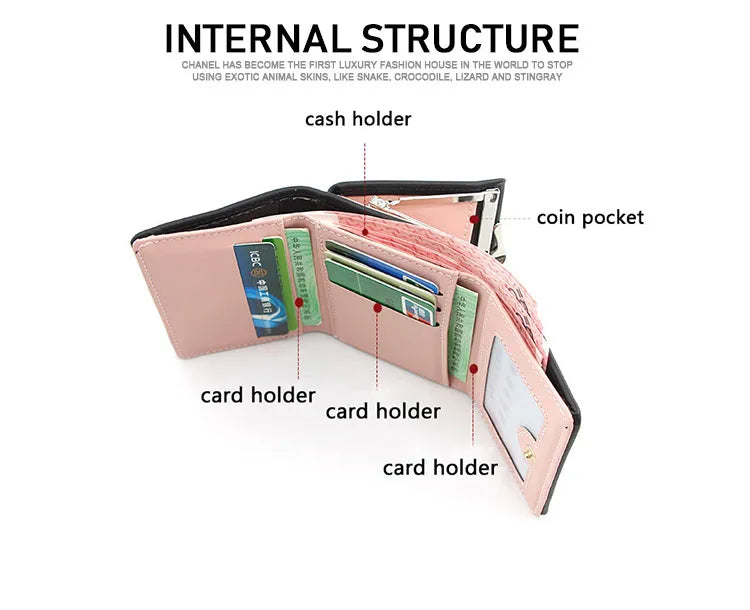 New Mini Short Women Wallets High Quality Coin Pocket Luxury Female Purses Card Holder Photo Holder Cute Wallet For Girls