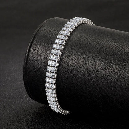 luxury designer 925 Silver fine Crystal Bracelet For Women fashion Jewelry Engagement Wedding Glamour 18CM