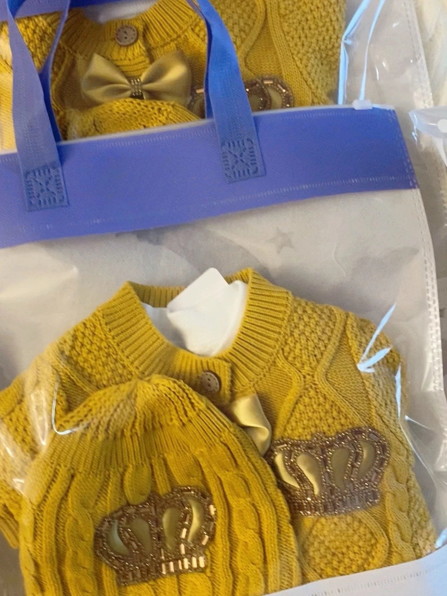 Dollbling Baby Boys' Knit Ribbed Romper Jumpsuit with Bodysuit and Hat 3pcs Set Newborn Cotton Knitted Sweater Romper Suit