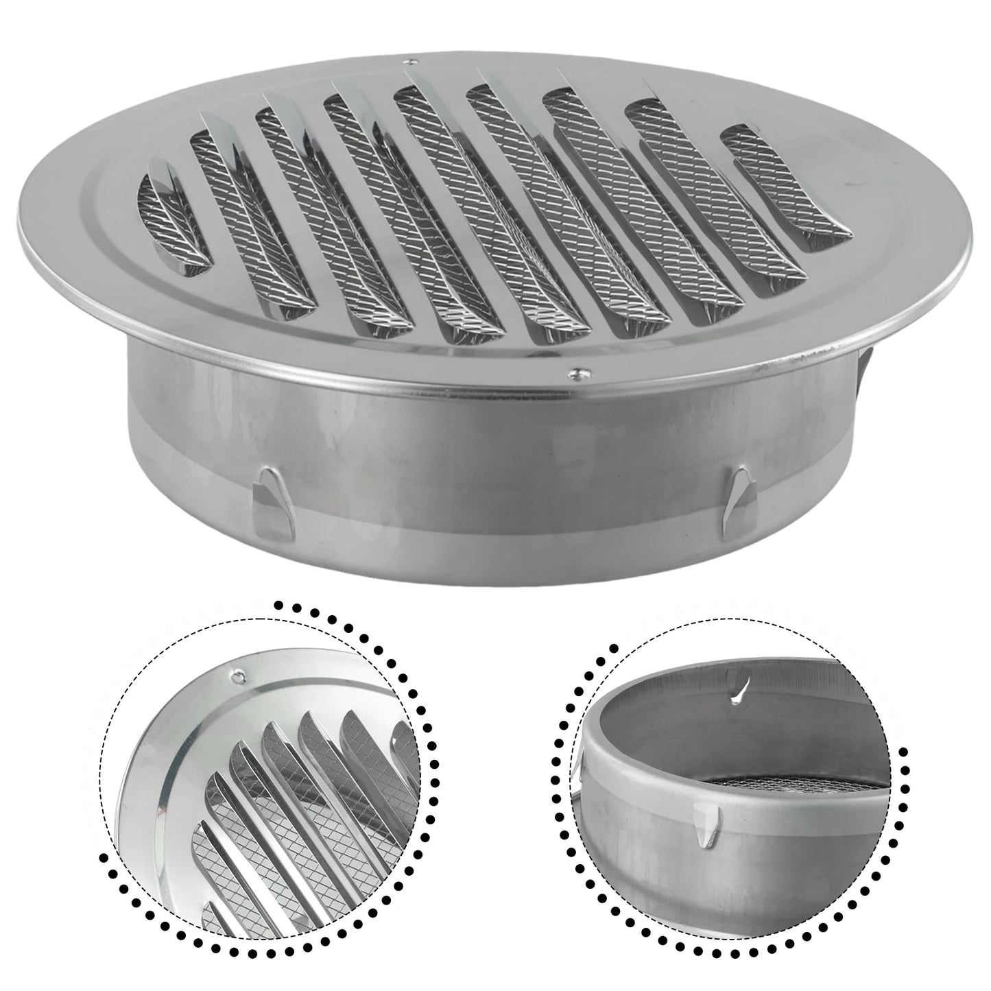 70-300mm Round Stainless Steel Vent Grille Exterior Wall Duct Ventilation Tool Hood Exterior Wall Duct Ventilation Tools
