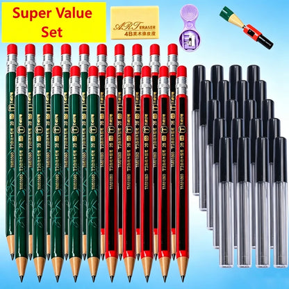 1-42Pcs Mechanical Pencils Set 2B 2.0mm Automatic Student Pencils with Sharpener Color Pencil Leads School Pens Cute Stationery