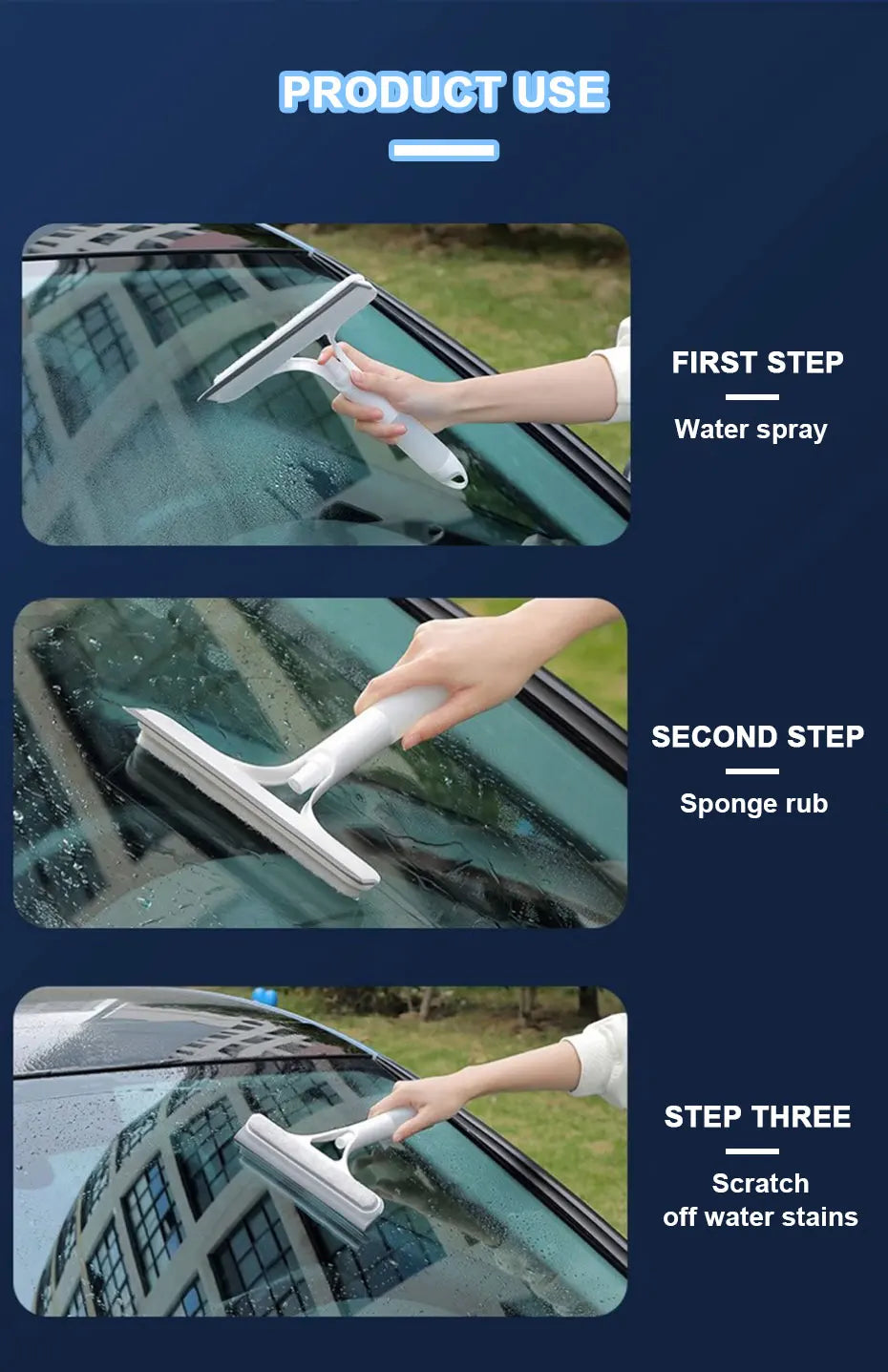 SEAMETAL 3 IN 1 Car Scraper Window Cleaning Wiper Muitifunctional Glass Brush Silicone Squeegee for Car Household Cleaning Tools