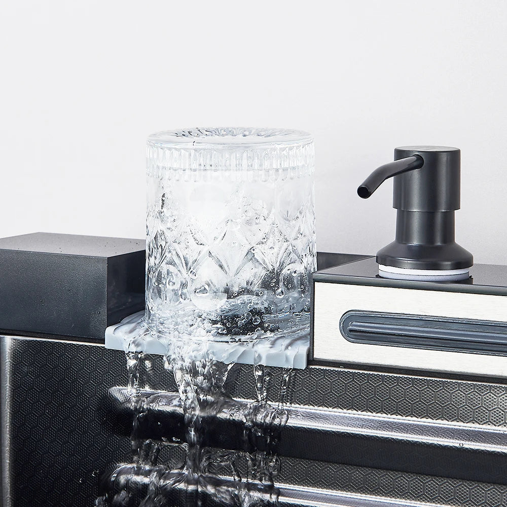 304 Stainless Steel Kitchen Waterfall Sink Digital Display Large Single Sink Dish Basin Sink With Multifunction Touch Waterfall