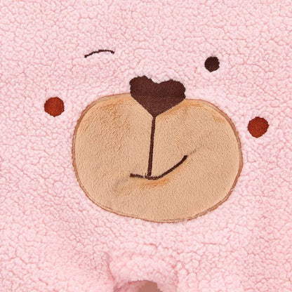 Cute Plush Bear Baby Boy Romper Infant Girl Overall Jumpsuit Autumn Winter Warm Fleece Hooded Baby Rompers Newborn Clothes 0-12M