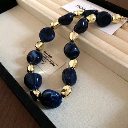 Multicolor Irregular Acrylic Beaded Bangles for Women Geometric Smudge String Bracelet Beach Vacation Style Couple Jewelry W