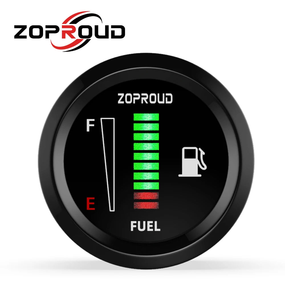 ZOPROUD 2''52mm Digital Led 12v/24v Fuel Level Gauge IS811F