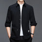 New Men Casual and Fashionable Long Sleeved Workwear Shirt Solid Color Comfortable and Breathable Versatile Top for All Seasons