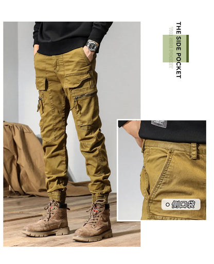 CAAYU Joggers Cargo Pants Men Casual Y2k Multi-Pocket Male Trousers Sweatpants Streetwear Techwear Tactical Track Gray Pants Men