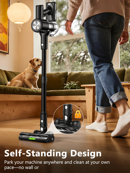 Cordless Vacuum Cleaner, 55Kpa/55Mins Vacuum Cleaners for Home, Anti-tangle Stick Vacuum with Self-Standing, Wall Mount Charging