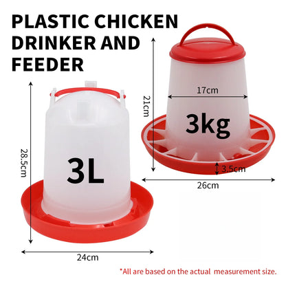 3kg+3L Chicken Feeder And Waterer Water Food Dispenser Automatic Chicken Birds Chick Waterer Feeding Bucket Container Supply