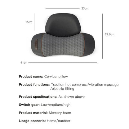 Electric Neck Massager Cervical Pillow Hot Compress Neck Stretch Heating Vibration Neck Shoulder Massage Pillow Back Traction