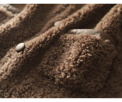 Women Autumn Winter New Outerwear Warm Particle Plush Short Jacket Fur Integrated Lamb Wool Trend Coats