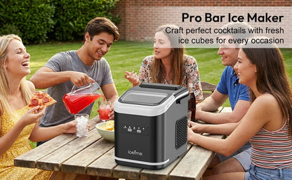 LOEFME Portable Ice Maker 1.4L 12kg/24H Fast Ice Cube Machine Self Cleaning Countertop Ice Maker for Home Kitchen Office Camping RV Party Bar Automatic Ice Making Machine Low Noise Energy Saving Easy Operation Large Capacity