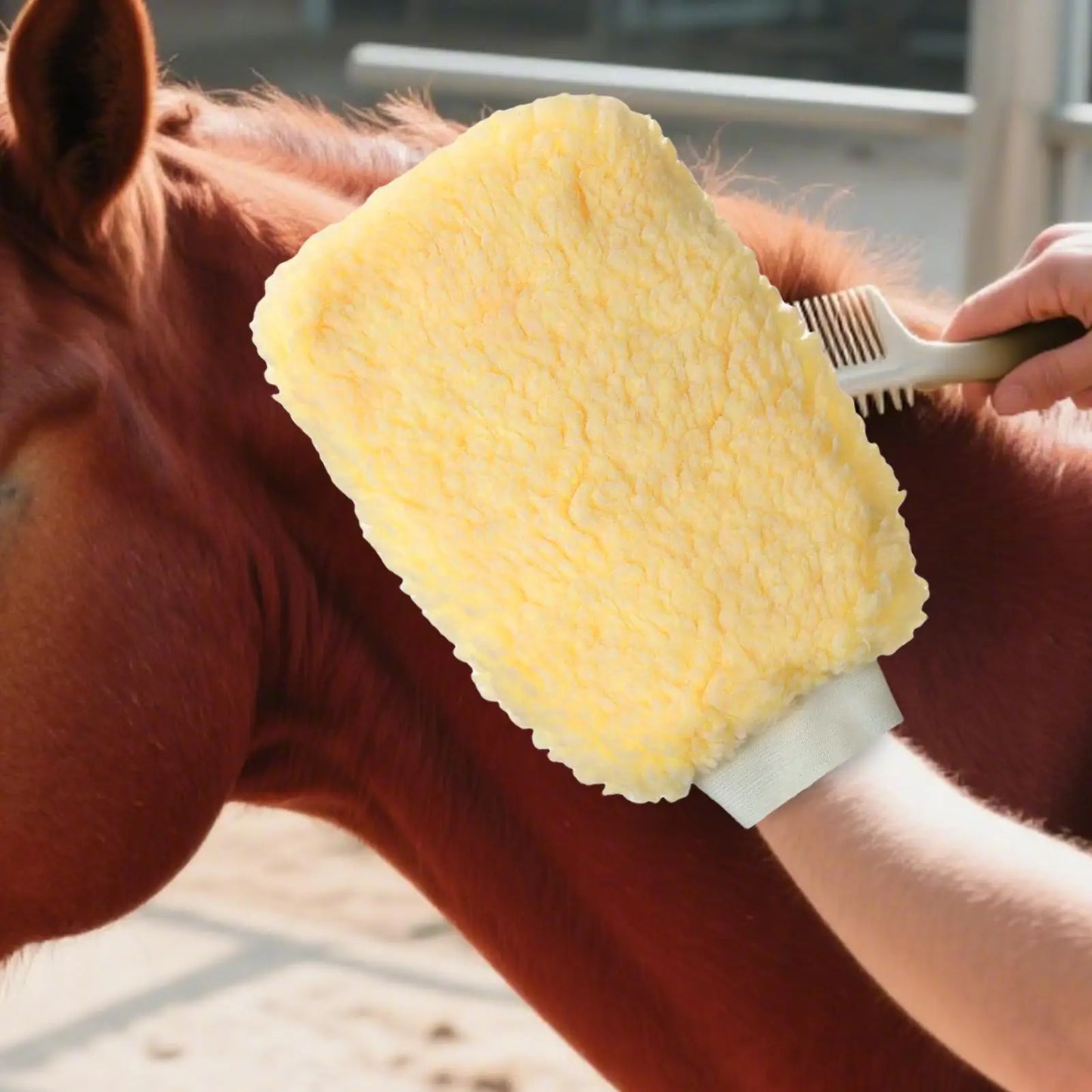 Tick Mitt Applicator Glove for Horses, Fleece Grooming Mitt for Bathing Cleaning, Multifunctional Animal Glove Cats Dogs Bunny