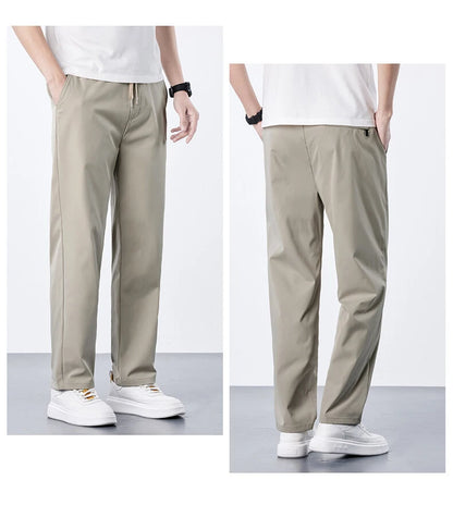Mens Elastic Waist Casual Pants Quick Dry Wrinkle Free Slacks Summer Light Weight Trousers Spring Summer Running Golf Pants
