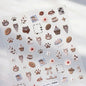 Collage Text English Letter Musical Note Star Graffiti Colorful 5D Love Heart Bowknot Nail Art Sticker Adhesive Manicure Decals