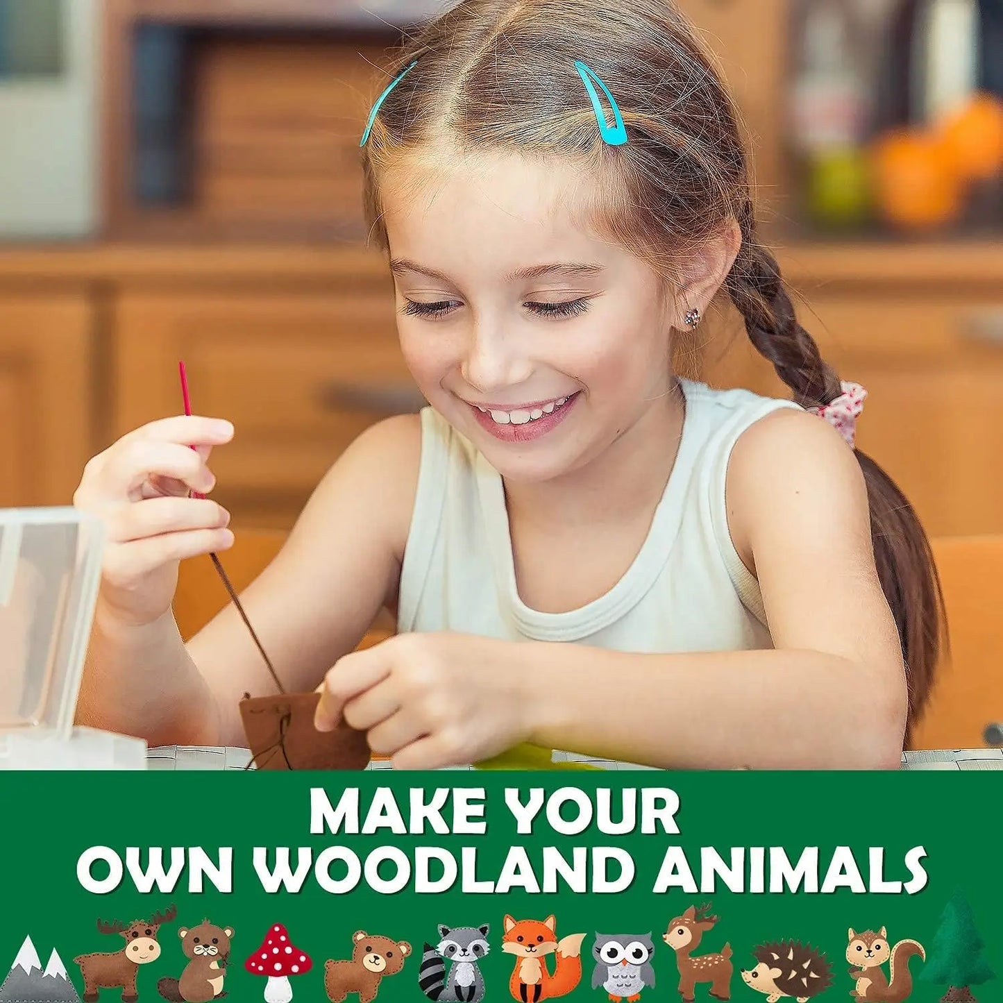 Sewing Kit for Kids Woodland Animals Craft Kit Kids DIY Crafting and Sewing Set for Class Educational Sewing Gifts Birthday