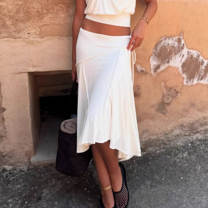 Casual Irregular Lace Up Skirts Women’s Fashion Sexy Low-Waisted Solid Skirts 2026 New Summer Beach Fashion Streetwear Ladies