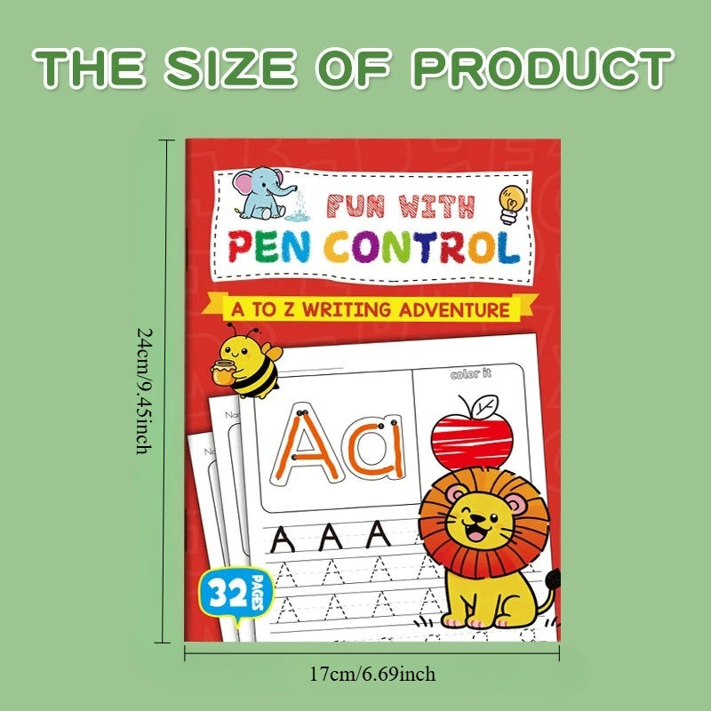 32-Page English Alphabet Writing Workbook with Colorful Letter Practice-A-Z Lowercase&Uppercase,Tracing,Educational Learning Aid