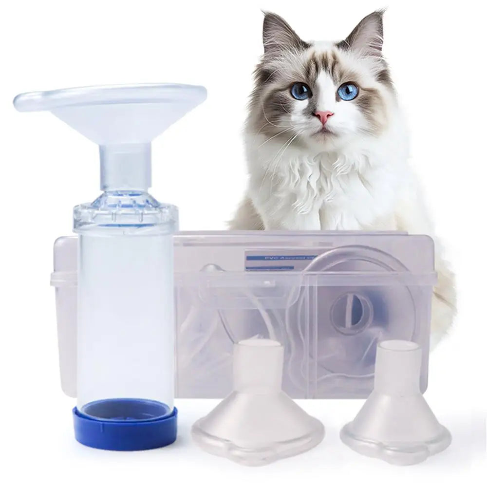 PVC Aerosol Chamber Cat Portable Inhaler Spacer With PVC Mask Pet Cats Dog Asthma Medication Feeding Tool Veterinary Approved