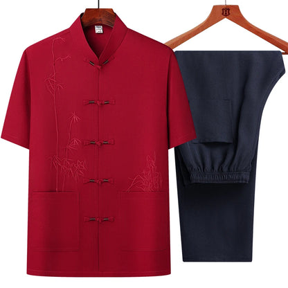 men's sets (shirt + trousers) 2026 summer new style men fashion shirt short sleeve shirt High quality shirts male two piece