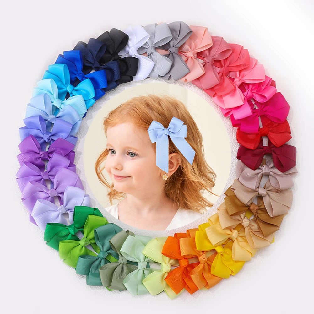 1pcs 3.6'' Solid Color Bowknot Hair Clips For Baby Girls Classic Bows Hairpins Cute Barrettes Headwear Kids Hair Accessories