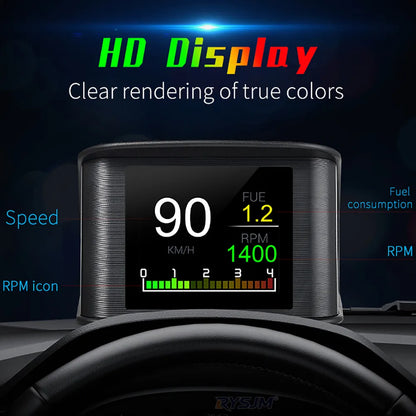 Updated P10-PRO OBD2 HUD With Russia Korean Language Smart Digital Meter On Board Computer Digital Speedometer Overspeed Alarm